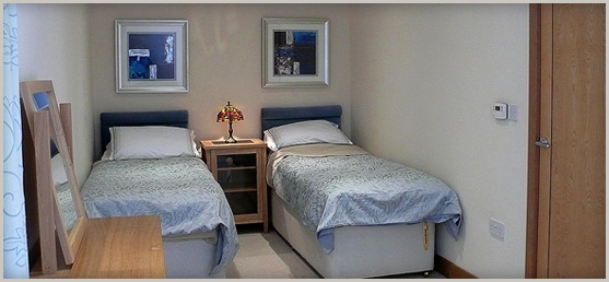 Twin beds with option for 5 foot double
